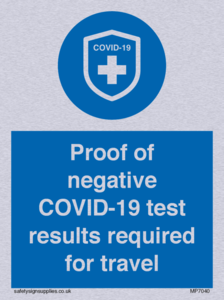 MP7040: Proof of negative COVID-19 test results required for travel