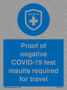 MP7040: Proof of negative COVID-19 test results required for travel