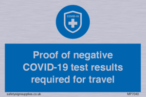 MP7040: Proof of negative COVID-19 test results required for travel