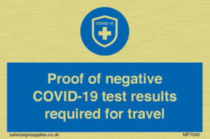 MP7040: Proof of negative COVID-19 test results required for travel