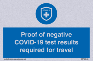MP7040: Proof of negative COVID-19 test results required for travel