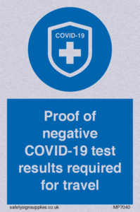 MP7040: Proof of negative COVID-19 test results required for travel
