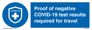 MP7040: Proof of negative COVID-19 test results required for travel