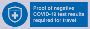 MP7040: Proof of negative COVID-19 test results required for travel