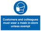 MP7064: Customers and colleagues must wear a mask in-store unless exempt