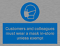 MP7064: Customers and colleagues must wear a mask in-store unless exempt