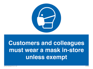 MP7064: Customers and colleagues must wear a mask in-store unless exempt