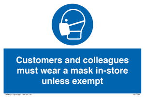 MP7064: Customers and colleagues must wear a mask in-store unless exempt