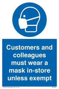 MP7064: Customers and colleagues must wear a mask in-store unless exempt