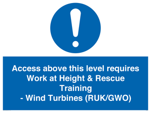 MP7146: Access above this level requires Work at Height & Rescue Training - Wind Turbines (RUK/GWO)
