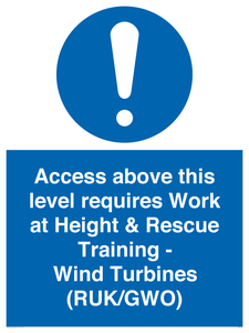 MP7146: Access above this level requires Work at Height & Rescue Training - Wind Turbines (RUK/GWO)
