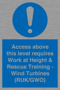 MP7146: Access above this level requires Work at Height & Rescue Training - Wind Turbines (RUK/GWO)