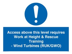 MP7146: Access above this level requires Work at Height & Rescue Training - Wind Turbines (RUK/GWO)