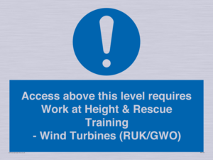 MP7146: Access above this level requires Work at Height & Rescue Training - Wind Turbines (RUK/GWO)