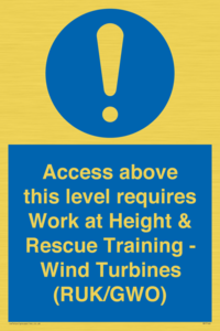 MP7146: Access above this level requires Work at Height & Rescue Training - Wind Turbines (RUK/GWO)