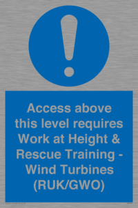 MP7146: Access above this level requires Work at Height & Rescue Training - Wind Turbines (RUK/GWO)