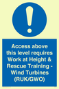 MP7146: Access above this level requires Work at Height & Rescue Training - Wind Turbines (RUK/GWO)