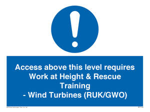 MP7146: Access above this level requires Work at Height & Rescue Training - Wind Turbines (RUK/GWO)