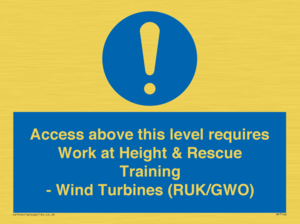MP7146: Access above this level requires Work at Height & Rescue Training - Wind Turbines (RUK/GWO)