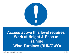 MP7146: Access above this level requires Work at Height & Rescue Training - Wind Turbines (RUK/GWO)