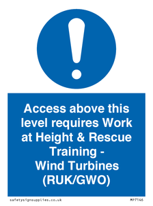 MP7146: Access above this level requires Work at Height & Rescue Training - Wind Turbines (RUK/GWO)
