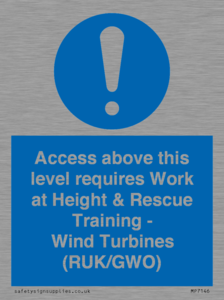 MP7146: Access above this level requires Work at Height & Rescue Training - Wind Turbines (RUK/GWO)