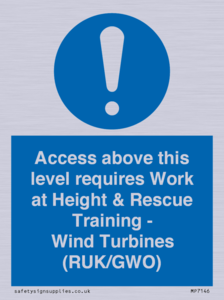 MP7146: Access above this level requires Work at Height & Rescue Training - Wind Turbines (RUK/GWO)