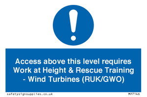 MP7146: Access above this level requires Work at Height & Rescue Training - Wind Turbines (RUK/GWO)