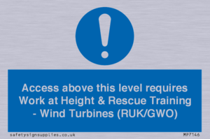 MP7146: Access above this level requires Work at Height & Rescue Training - Wind Turbines (RUK/GWO)
