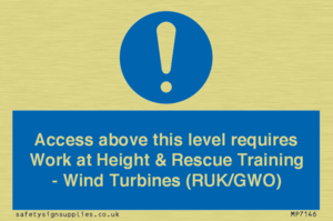 MP7146: Access above this level requires Work at Height & Rescue Training - Wind Turbines (RUK/GWO)