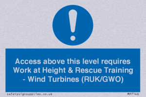 MP7146: Access above this level requires Work at Height & Rescue Training - Wind Turbines (RUK/GWO)