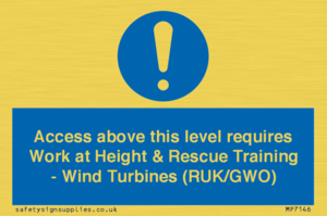 MP7146: Access above this level requires Work at Height & Rescue Training - Wind Turbines (RUK/GWO)