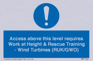 MP7146: Access above this level requires Work at Height & Rescue Training - Wind Turbines (RUK/GWO)