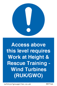 MP7146: Access above this level requires Work at Height & Rescue Training - Wind Turbines (RUK/GWO)