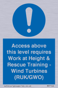 MP7146: Access above this level requires Work at Height & Rescue Training - Wind Turbines (RUK/GWO)