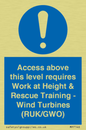 MP7146: Access above this level requires Work at Height & Rescue Training - Wind Turbines (RUK/GWO)