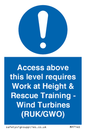 MP7146: Access above this level requires Work at Height & Rescue Training - Wind Turbines (RUK/GWO)