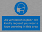 MP7559: As ventilation is poor, we kindly request you wear a face covering in this area