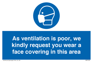 MP7559: As ventilation is poor, we kindly request you wear a face covering in this area
