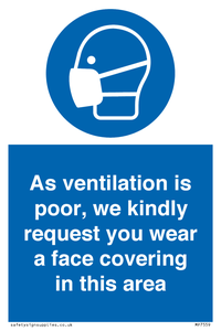 MP7559: As ventilation is poor, we kindly request you wear a face covering in this area