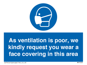 MP7559: As ventilation is poor, we kindly request you wear a face covering in this area