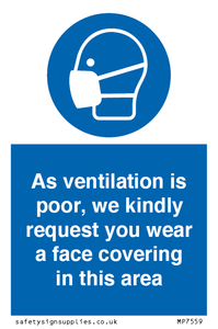 MP7559: As ventilation is poor, we kindly request you wear a face covering in this area