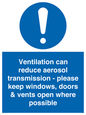 MP7566: Ventilation can reduce aerosol transmission - please keep windows, doors & vents open where possible