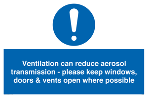 MP7566: Ventilation can reduce aerosol transmission - please keep windows, doors & vents open where possible