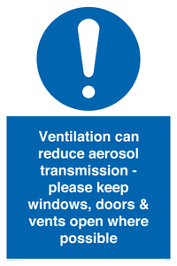 MP7566: Ventilation can reduce aerosol transmission - please keep windows, doors & vents open where possible