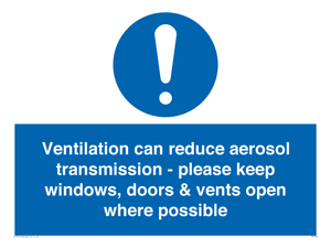 MP7566: Ventilation can reduce aerosol transmission - please keep windows, doors & vents open where possible