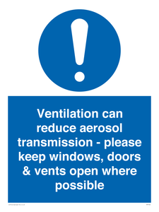 MP7566: Ventilation can reduce aerosol transmission - please keep windows, doors & vents open where possible