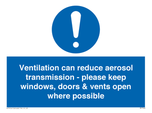 MP7566: Ventilation can reduce aerosol transmission - please keep windows, doors & vents open where possible