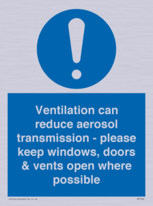 MP7566: Ventilation can reduce aerosol transmission - please keep windows, doors & vents open where possible