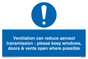 MP7566: Ventilation can reduce aerosol transmission - please keep windows, doors & vents open where possible